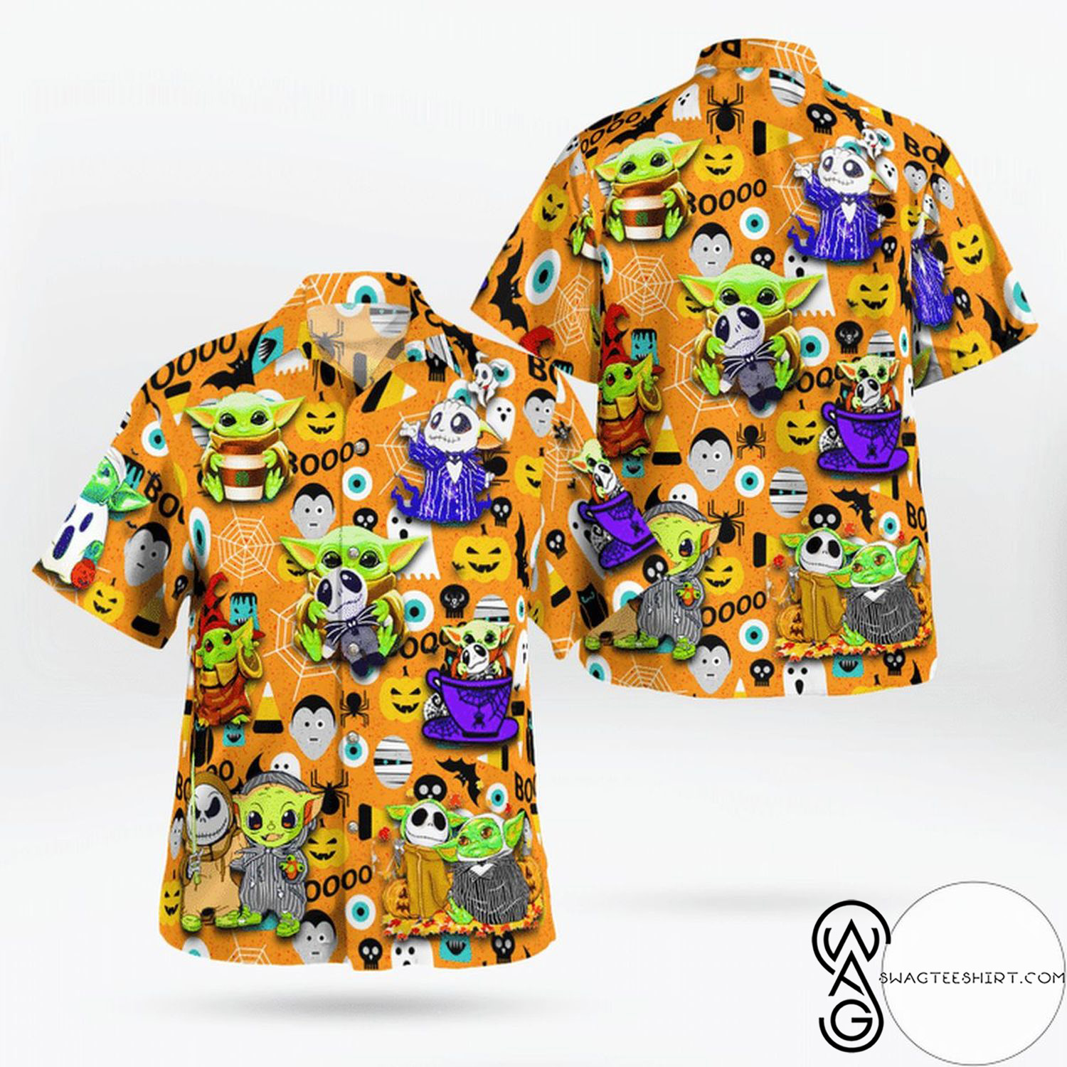 [Top Trending] Baby Yoda Boo Halloween Casual Beach Full Printing Hawaiian Shirt